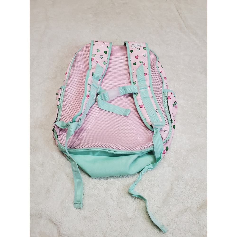 Pottery Barn Kids Roller Rabbit Pink Mint Hearts Backpack Lunch Bag Sack School - Picture 6 of 15